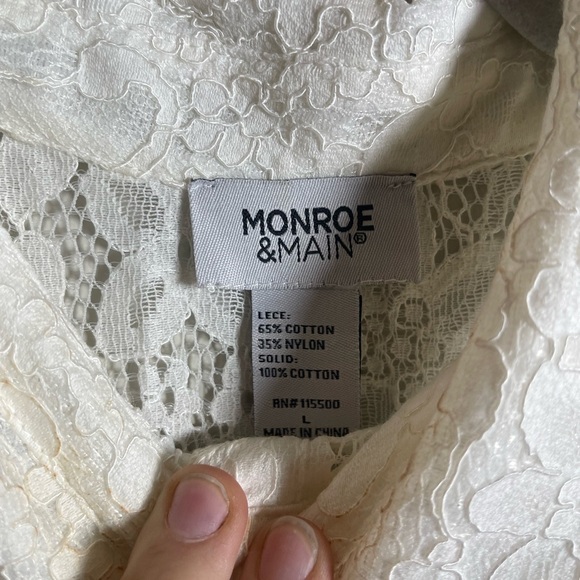 MONROE & MAIN Women’s cotton lace button up vest sz L feminine whimsical - Picture 4 of 7